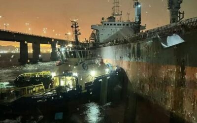 Un barco a la deriva impacta contra el principal puente de Río de Janeiro